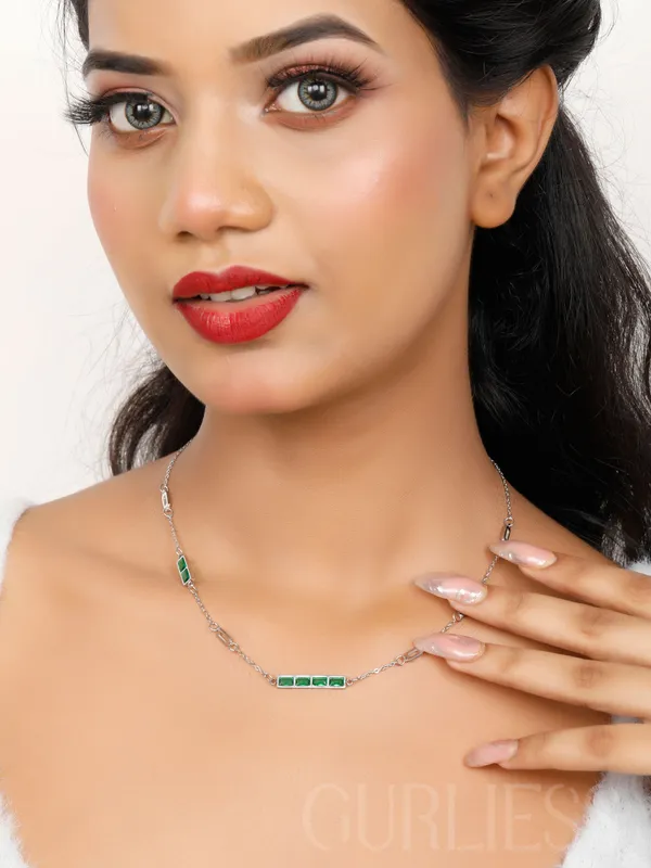 Demifine_Jewellery_Green_&_Silver_Stainless_Steel_Premium_&_Elegant_Pendant_For_Women_&_Girls