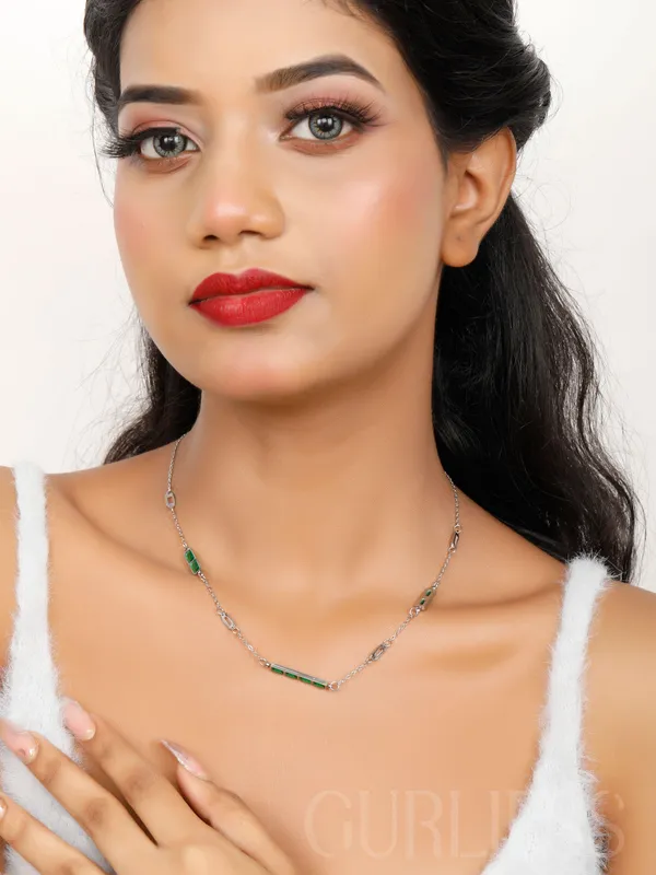 Demifine_Jewellery_Green_&_Silver_Stainless_Steel_Premium_&_Elegant_Pendant_For_Women_&_Girls