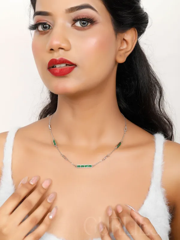 Demifine_Jewellery_Green_&_Silver_Stainless_Steel_Premium_&_Elegant_Pendant_For_Women_&_Girls