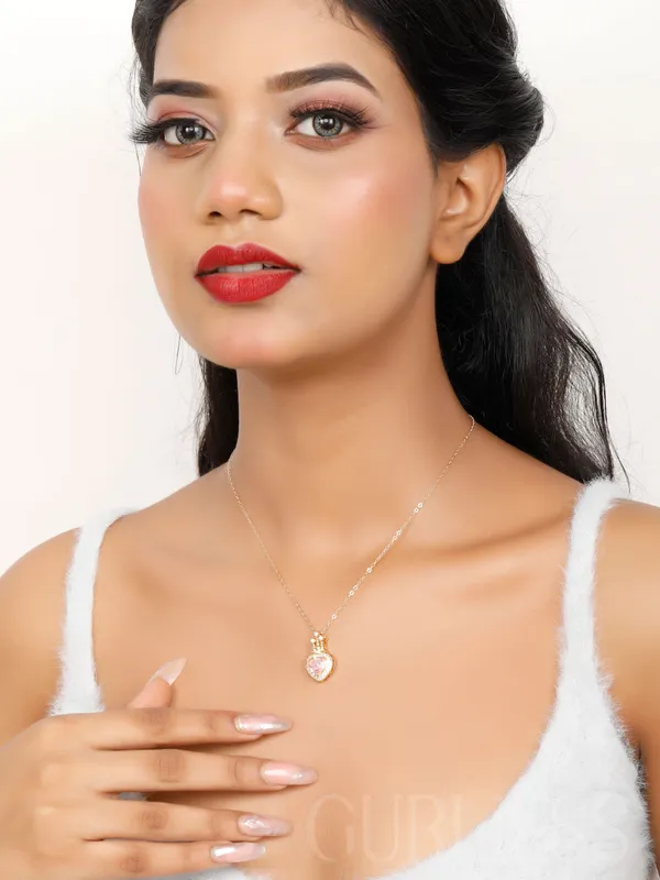Demifine_Jewellery_Pink_&_Gold_Stainless_Steel_Premium_&_Elegant_Pendant_For_Women_&_Girls