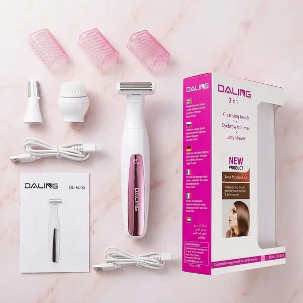 Festive_Blessings_DALING_DL-6005_Razor_for_Women,_3_in_1_Groomer_Shaver_USB_Rechargeable_Trimmer_35_min_Runtime_1_Length_Settings