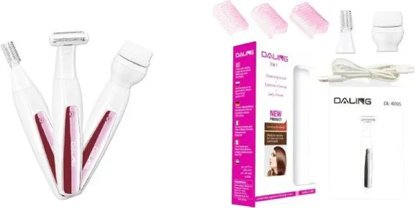 Festive_Blessings_DALING_DL-6005_Razor_for_Women,_3_in_1_Groomer_Shaver_USB_Rechargeable_Trimmer_35_min_Runtime_1_Length_Settings