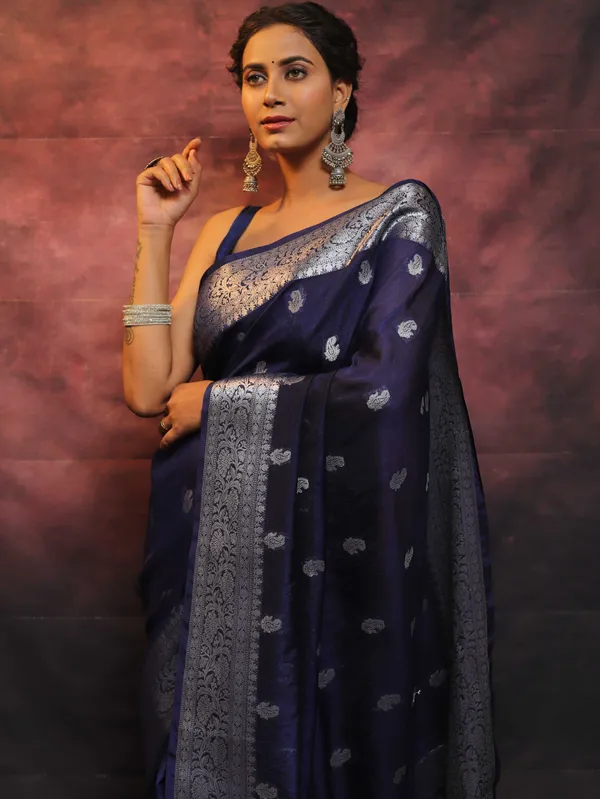 Blue_Silk_Jacquard_Saree_For_Women