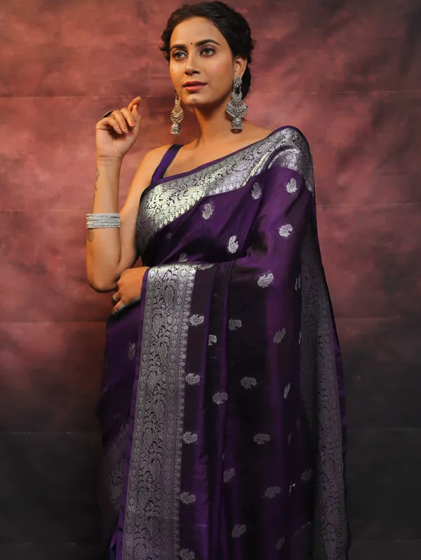 Violet_Silk_Jacquard_Saree_For_Women