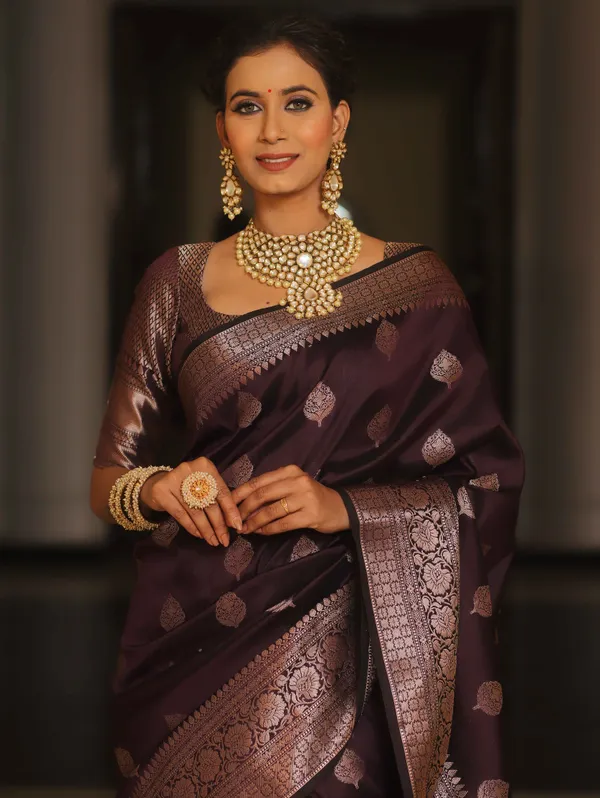 Coffee_Silk_Jacquard_Saree_For_Women