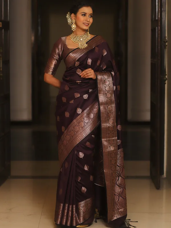 Coffee_Silk_Jacquard_Saree_For_Women