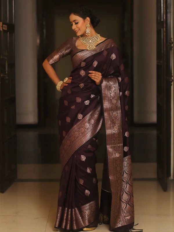 Coffee_Silk_Jacquard_Saree_For_Women