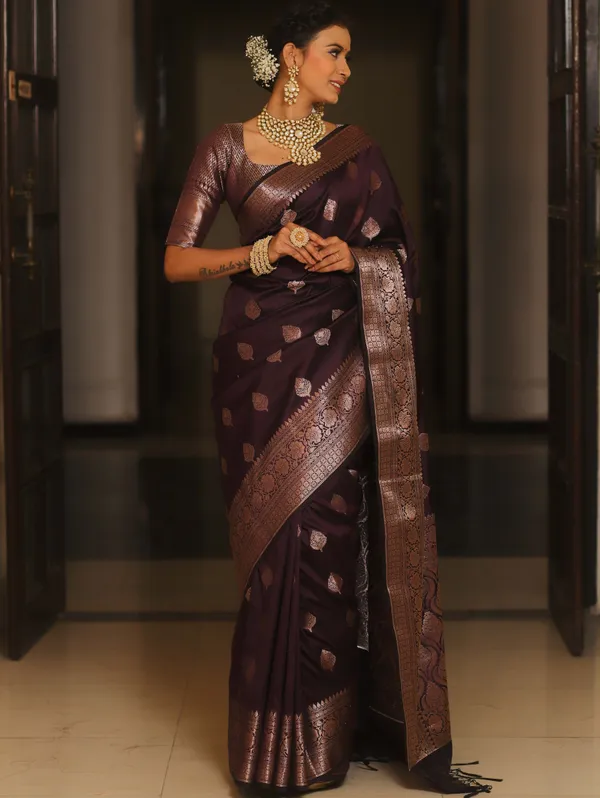 Coffee_Silk_Jacquard_Saree_For_Women