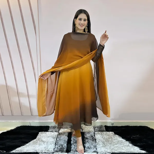 Mustard_Ombre_3_Piece_Kurti_Set_with_Sheer_Sleeves_&_Dupatta_For_Women