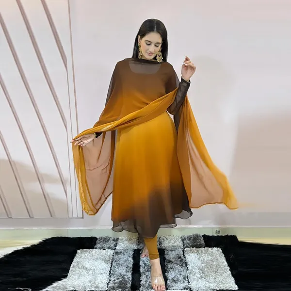 Mustard_Ombre_3_Piece_Kurti_Set_with_Sheer_Sleeves_&_Dupatta_For_Women