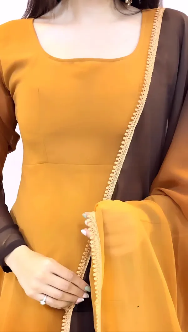 Mustard_Ombre_3_Piece_Kurti_Set_with_Sheer_Sleeves_&_Dupatta_For_Women