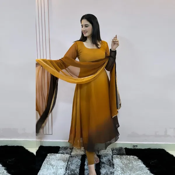 Mustard_Ombre_3_Piece_Kurti_Set_with_Sheer_Sleeves_&_Dupatta_For_Women