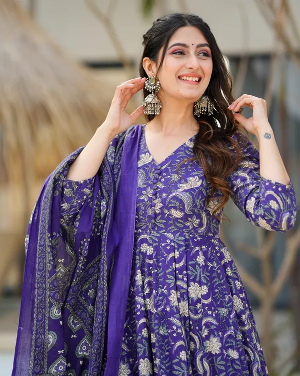 Elegant_Purple_Floral_Print_Cotton_Suit_Set_with_Pant_&_Dupatta
