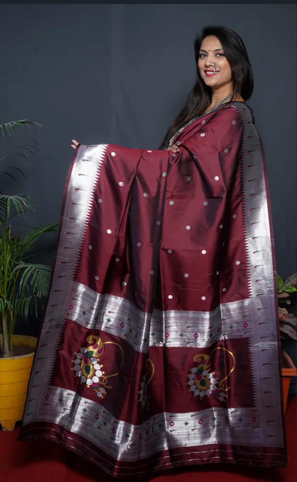 Maroon_Silk_Jacquard_Saree_For_Women
