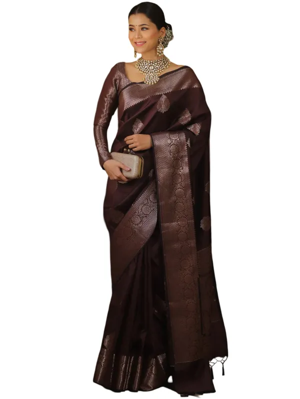 Maroon_Silk_Jacquard_Saree_For_Women