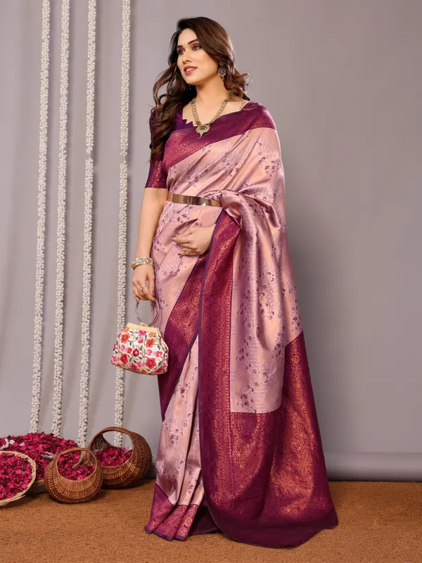 Maroon_Silk_Jacquard_Saree_For_Women