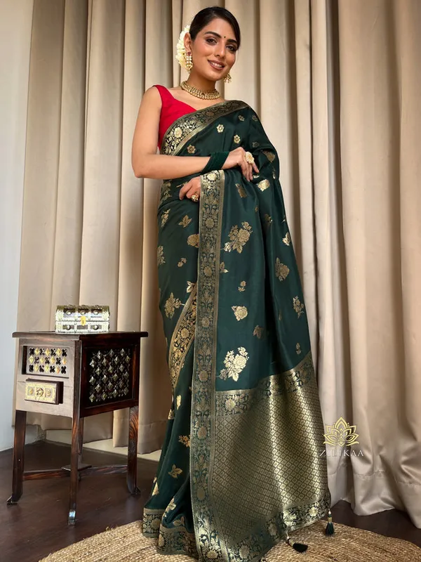 Green_Silk_Jacquard_Saree_For_Women