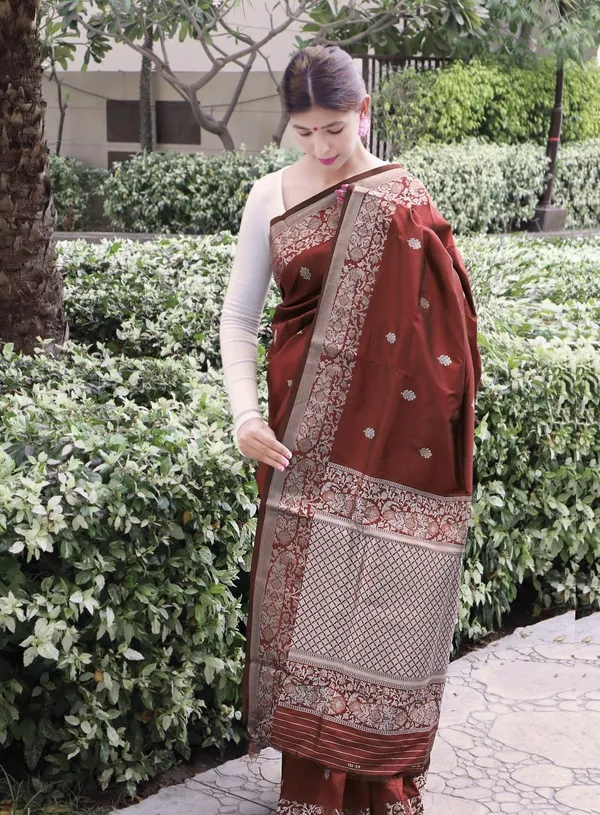 Maroon_Silk_Jacquard_Saree_For_Women