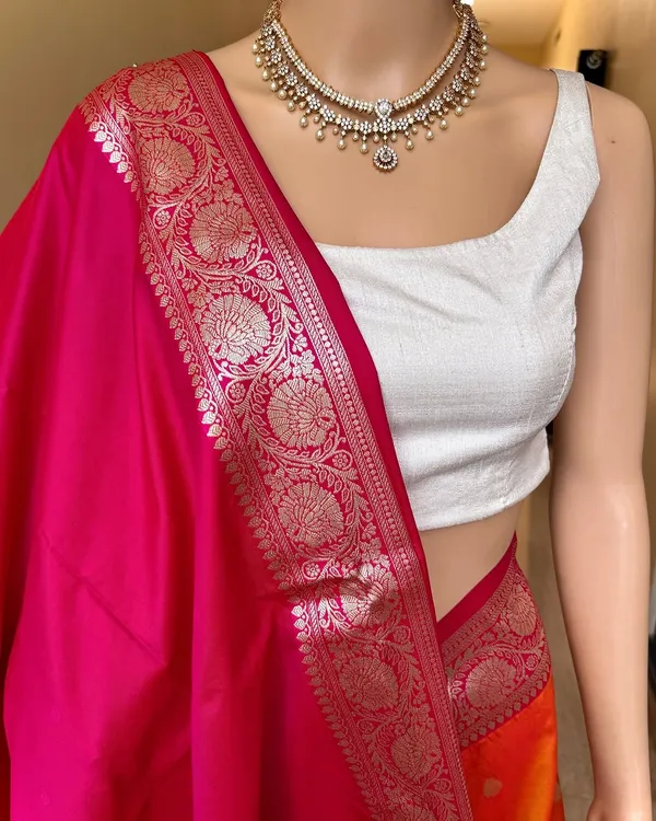Orange_Silk_Jacquard_Saree_For_Women