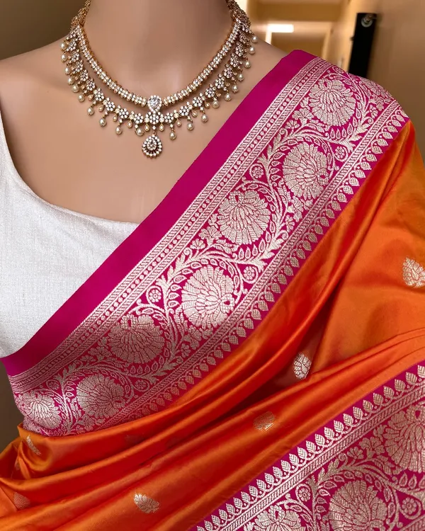 Orange_Silk_Jacquard_Saree_For_Women
