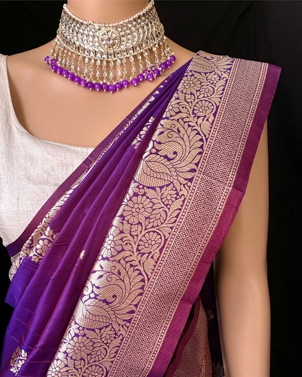 Violet_Silk_Jacquard_Saree_For_Women