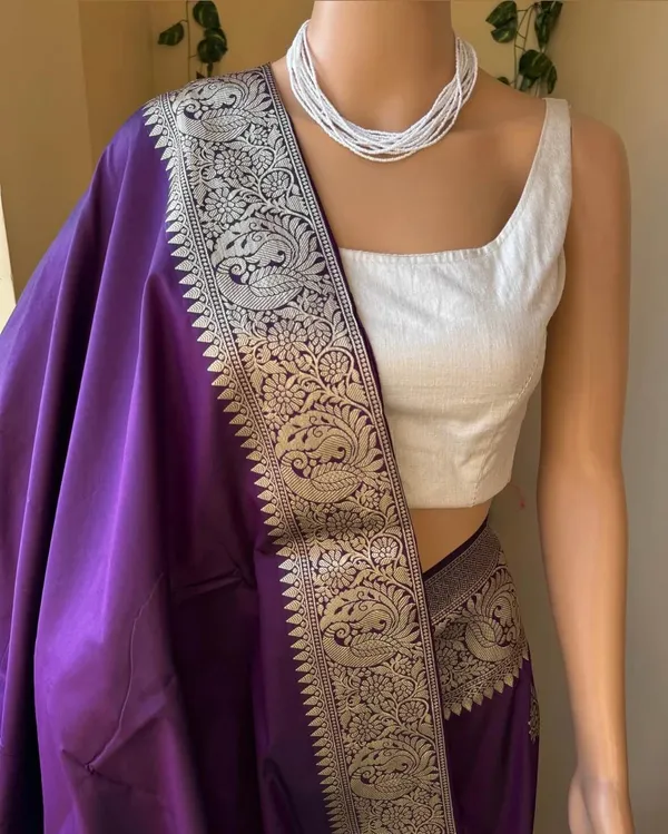 Violet_Silk_Jacquard_Saree_For_Women
