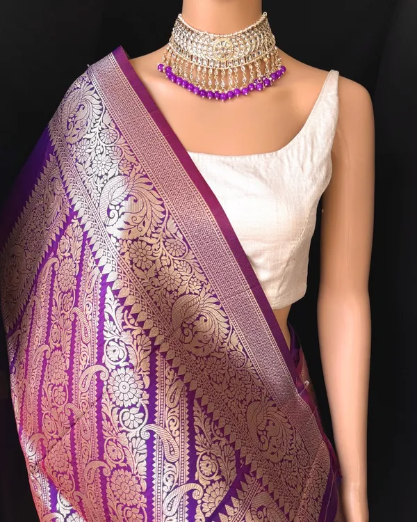 Violet_Silk_Jacquard_Saree_For_Women