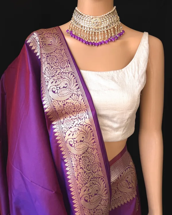 Violet_Silk_Jacquard_Saree_For_Women