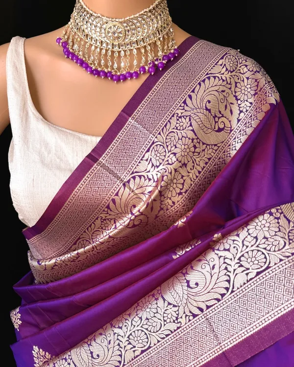 Violet_Silk_Jacquard_Saree_For_Women