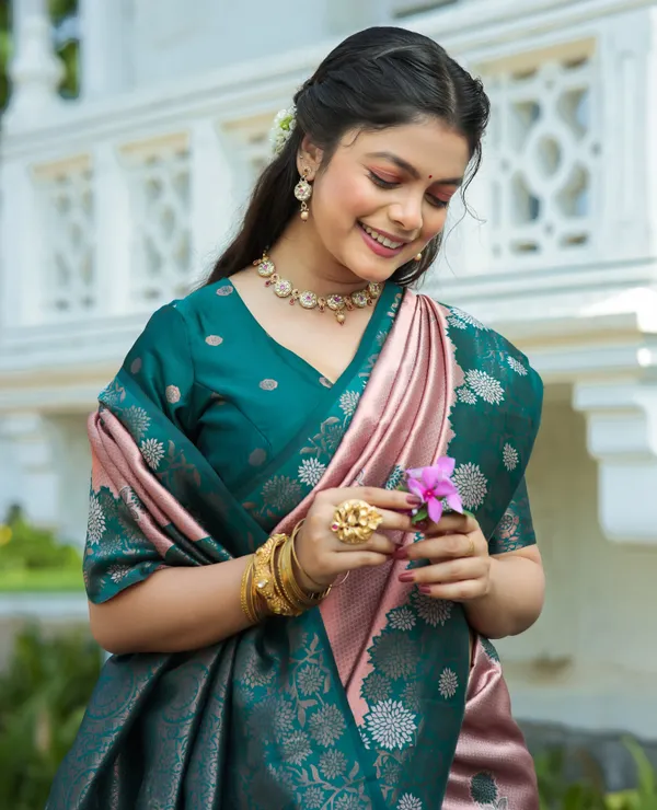 Bottle_Green___Silk_Jacquard_Saree_For_Women