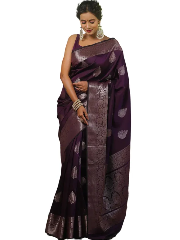 Wine_Silk_Jacquard_Saree_For_Women