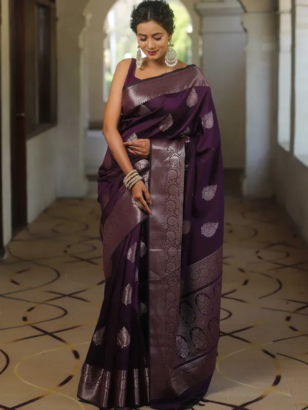 Wine_Silk_Jacquard_Saree_For_Women