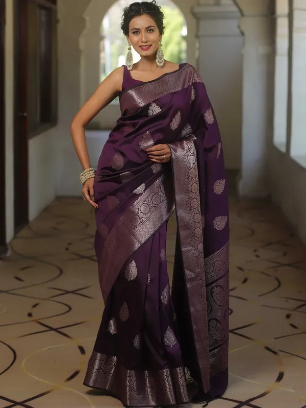 Wine_Silk_Jacquard_Saree_For_Women