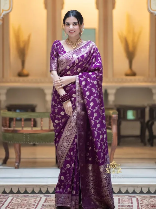 Purple_Silk_Jacquard_Saree_For_Women