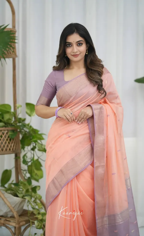 Peach_Silk_Jacquard_Saree_For_Women