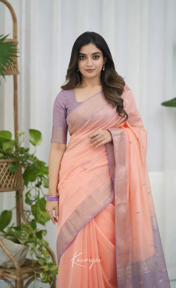 Peach_Silk_Jacquard_Saree_For_Women