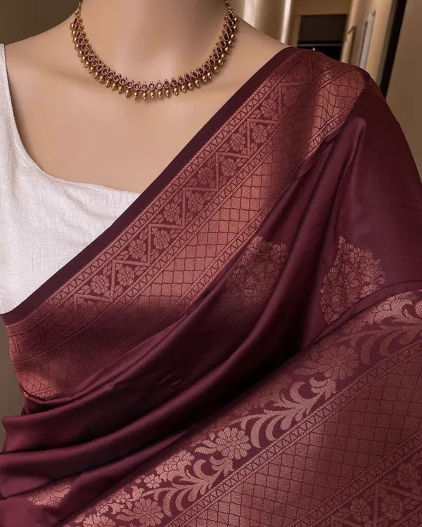 Maroon_Silk_Jacquard_Saree_For_Women