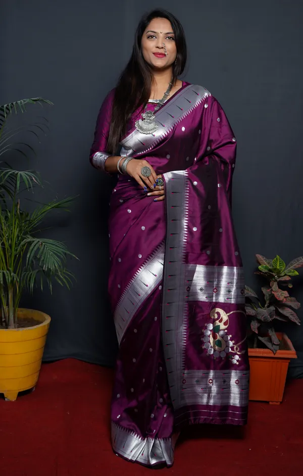 Wine_Silk_Jacquard_Saree_For_Women