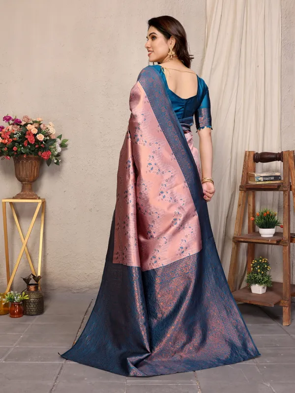 Pink_Blue_Silk_Jacquard_Saree_For_Women