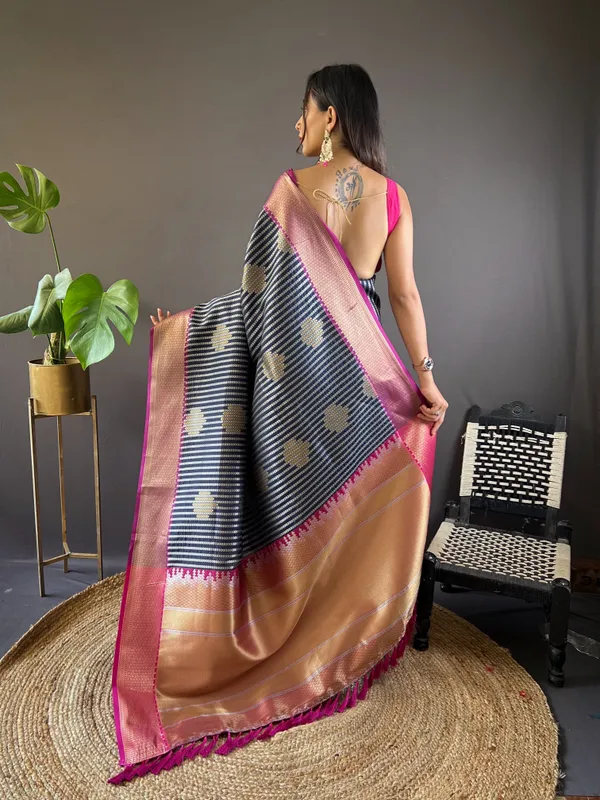 Golden_Zari_Contemporary_Chevron_Silk_Saree_For_Women