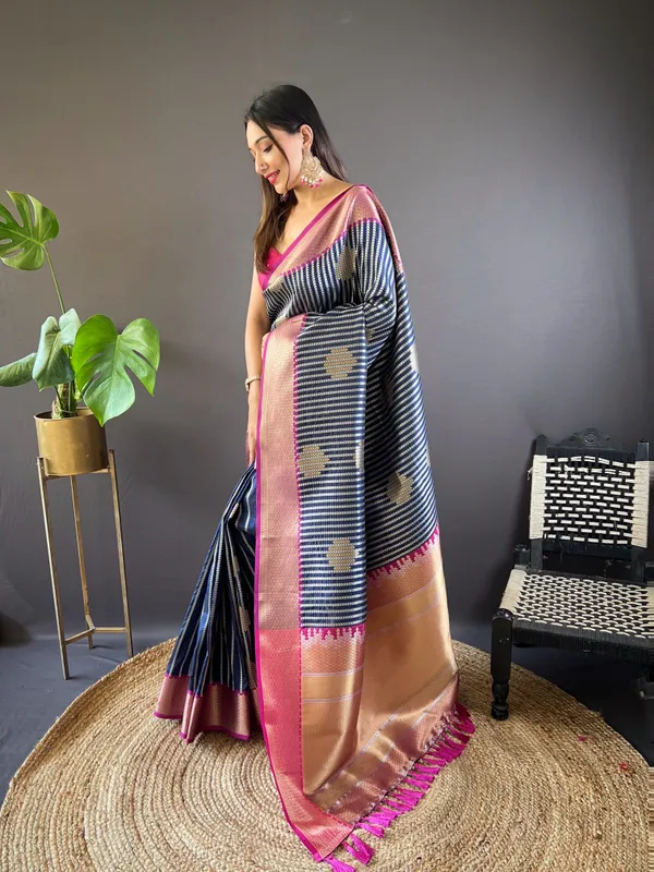 Golden_Zari_Contemporary_Chevron_Silk_Saree_For_Women