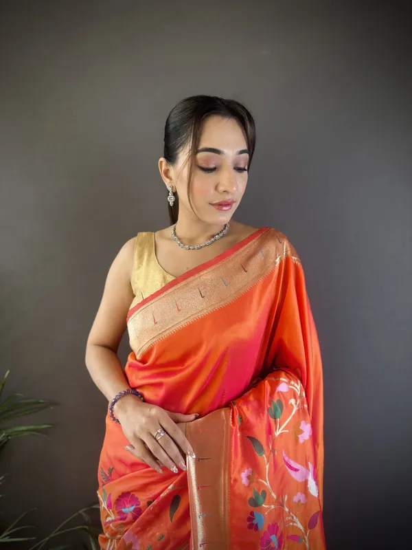 Vibrant_Orange_Contemporary_Organza_Saree