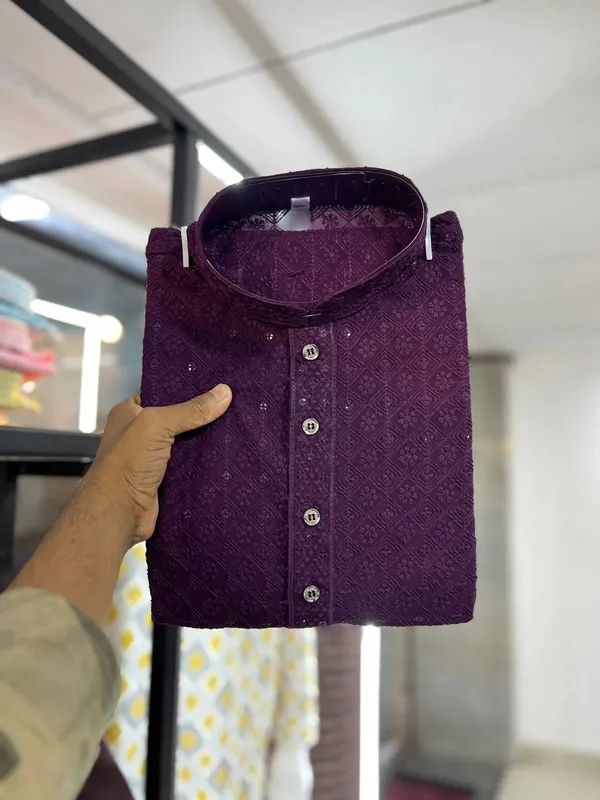 Cotton_Rayon_with_Sequin_Work_Kurta_Pajama_Set