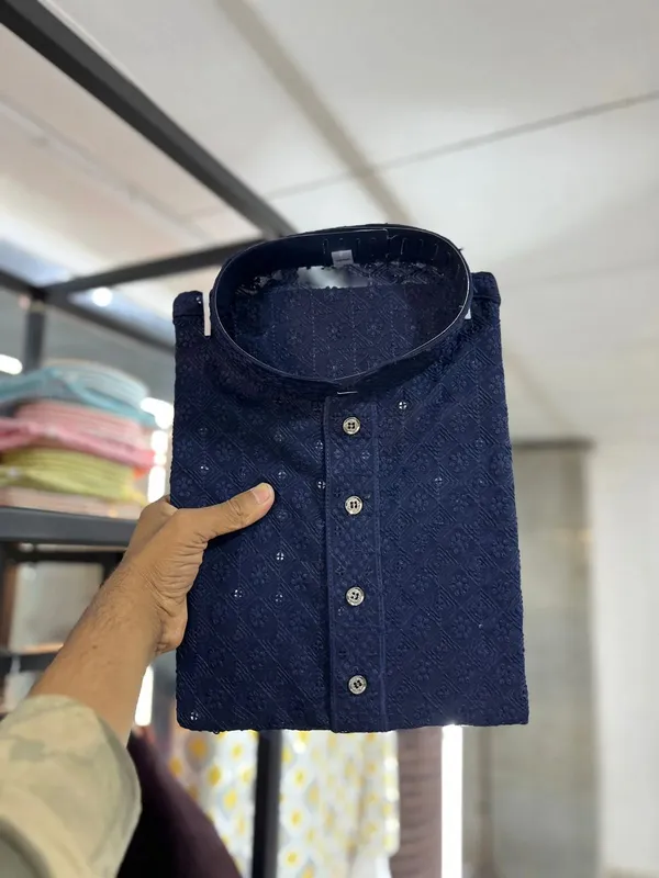 Cotton_Rayon_with_Sequin_Work_Kurta_Pajama_Set