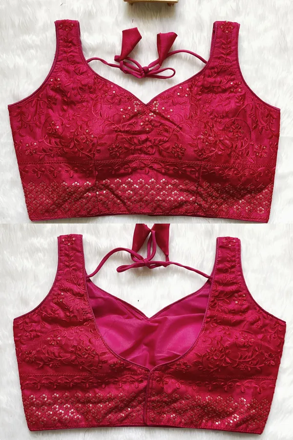 Dark_Pink_Stitched_Heavy_Milan_Silk_Blouse_with_Embroidery_and_Sequin_Work