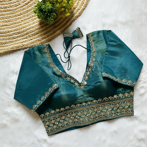 Stitched_Dark_Teal_Silk_Blouse_with_Embroidery_and_Sequin_Work