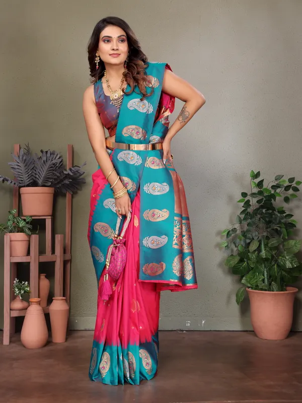 Pink_&_Teal_Blue_Fancy_Designer__Saree
