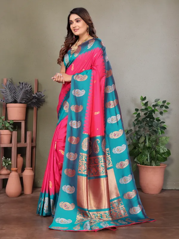 Pink_&_Teal_Blue_Fancy_Designer__Saree