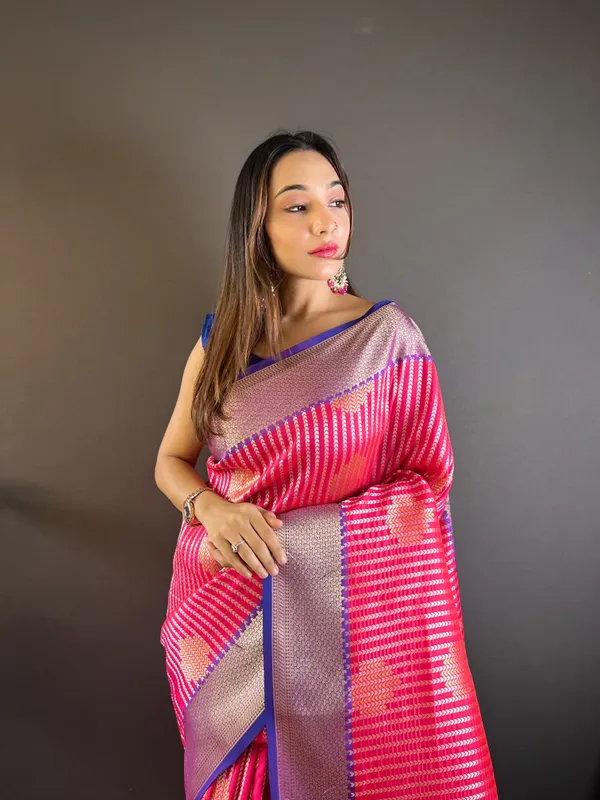 Pink_Kanjivaram_Karma_Saree_For_Women