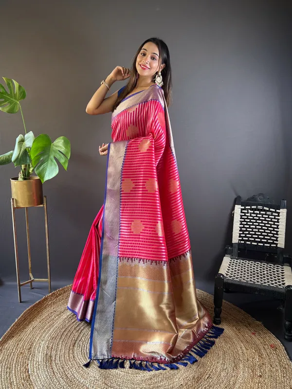 Pink_Kanjivaram_Karma_Saree_For_Women